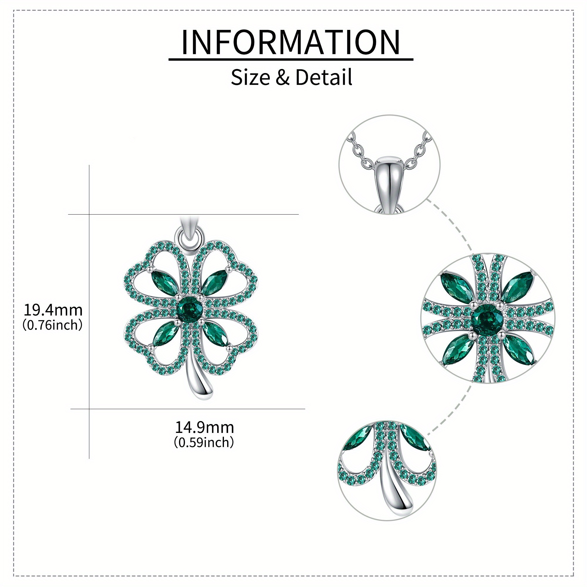 Women's 925 Sterling Silver Four Leaf Clover Necklace